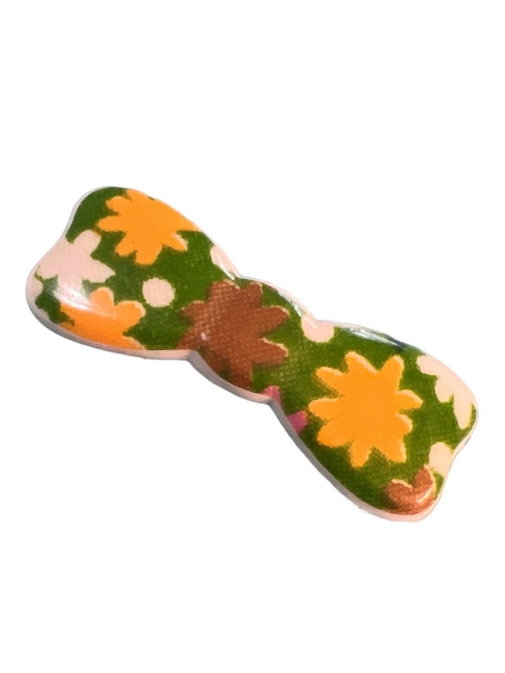 1980’s Vintage Mod‎ Style French Bow Barrette, Flower Power